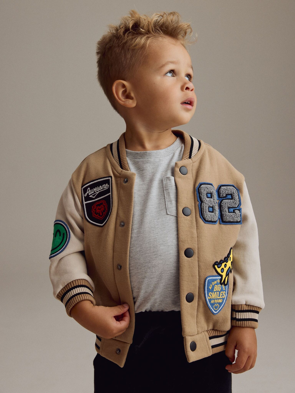 Бомбер и джоггеры в комплекте для мальчика Next B90-449, Бежевый, Черный