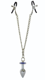 Зажимы для сосков с анальной пробкой (Цвет: серебристый)