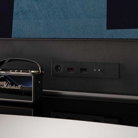 Розетка акустическая встраиваемая Voltum S70 4-местная, (черный матовый) VLS060308