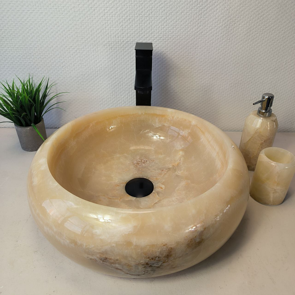 Раковина из оникса Donut Yellow Medium DO-60945 45*45*15