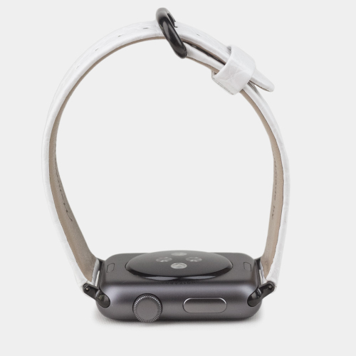 Ремешок для Apple Watch 40/41/42 mm из кожи аллигатора, белого цвета