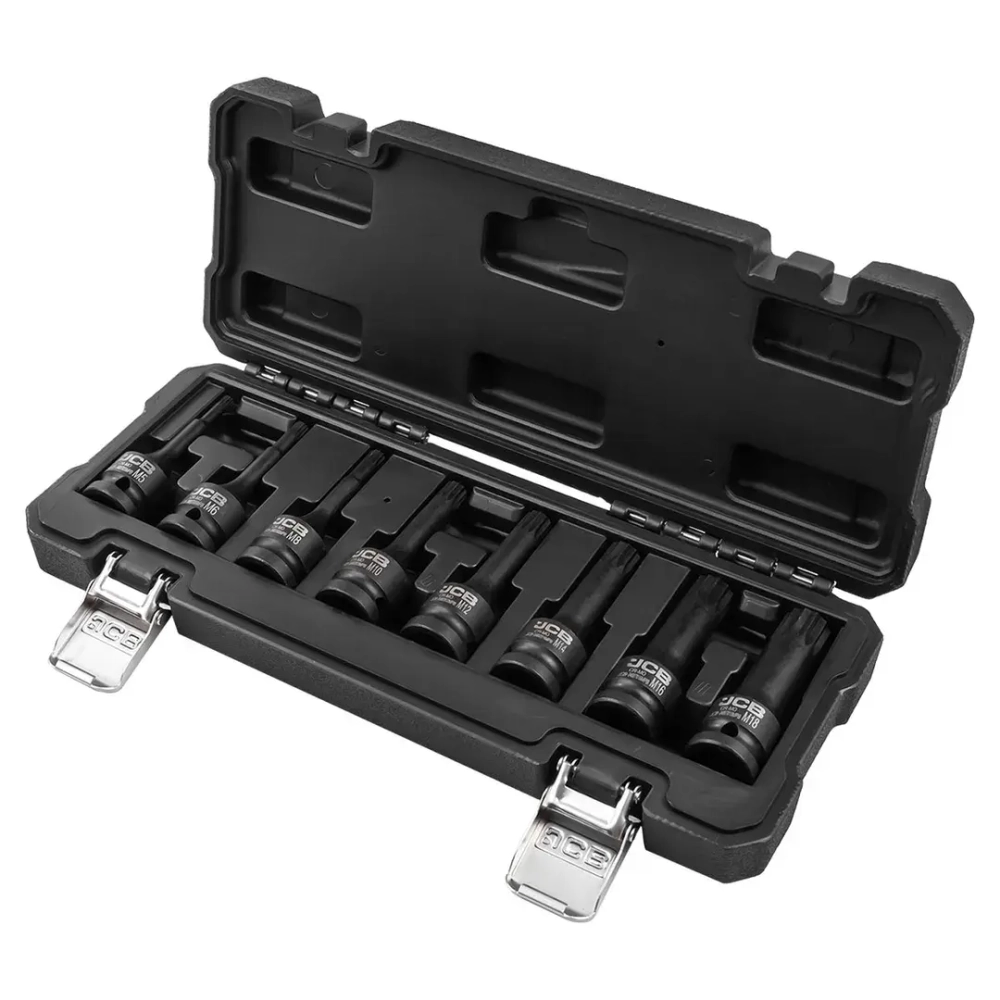 Набор головок-бит SPLINE ударных 8пр.,1/2''(M5, M6, M8, M10, M12, M14, M16, M18), в пласт.кейсе JCB JCB-40811MPB