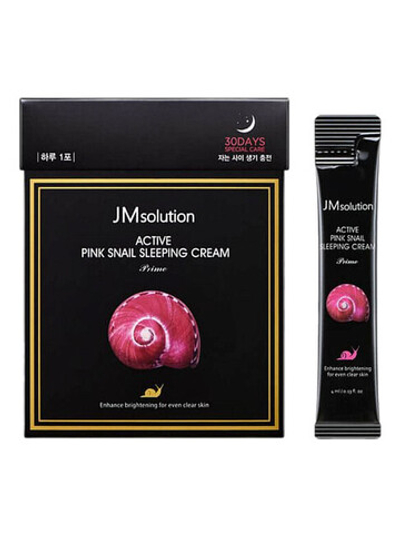 [JMSOLUTION] Ночная маска обновляющая С МУЦИНОМ УЛИТКИ Active Pink Snail Sleeping Cream Prime, 4 мл