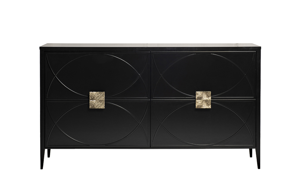 Комод с ящиками 90x40x160см Garda Decor черный с золотой фурнитурой