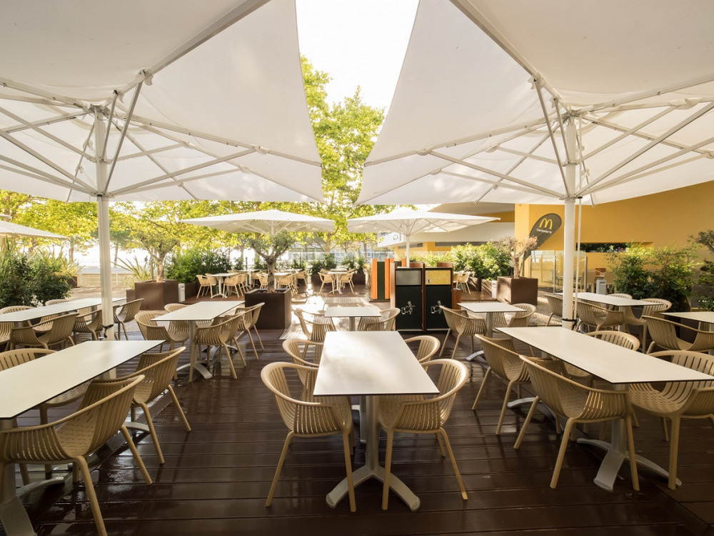 Зонт профессиональный телескопический 5х6 м Scolaro Capri Starwhite, белый, слоновая кость