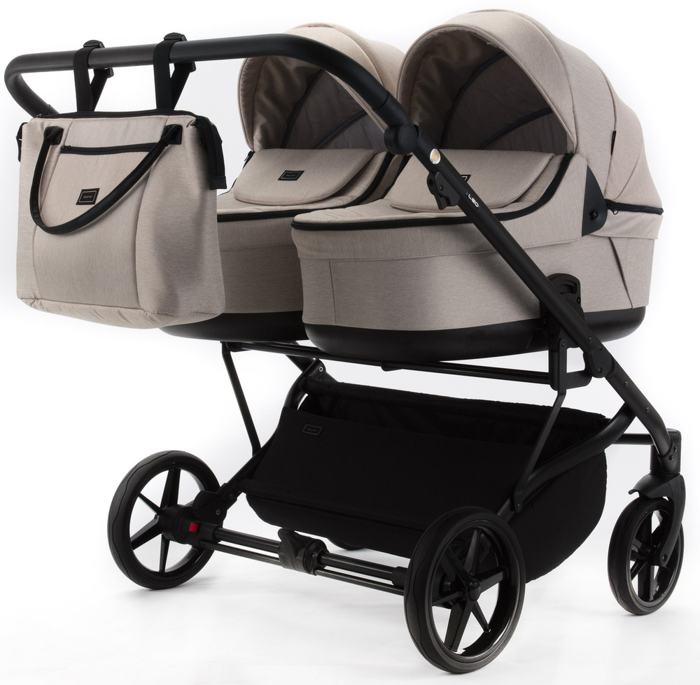 Детская коляска для двойни Adamex Leo Duo 3 в 1 TK20 (СВЕТЛО-БЕЖЕВЫЙ)