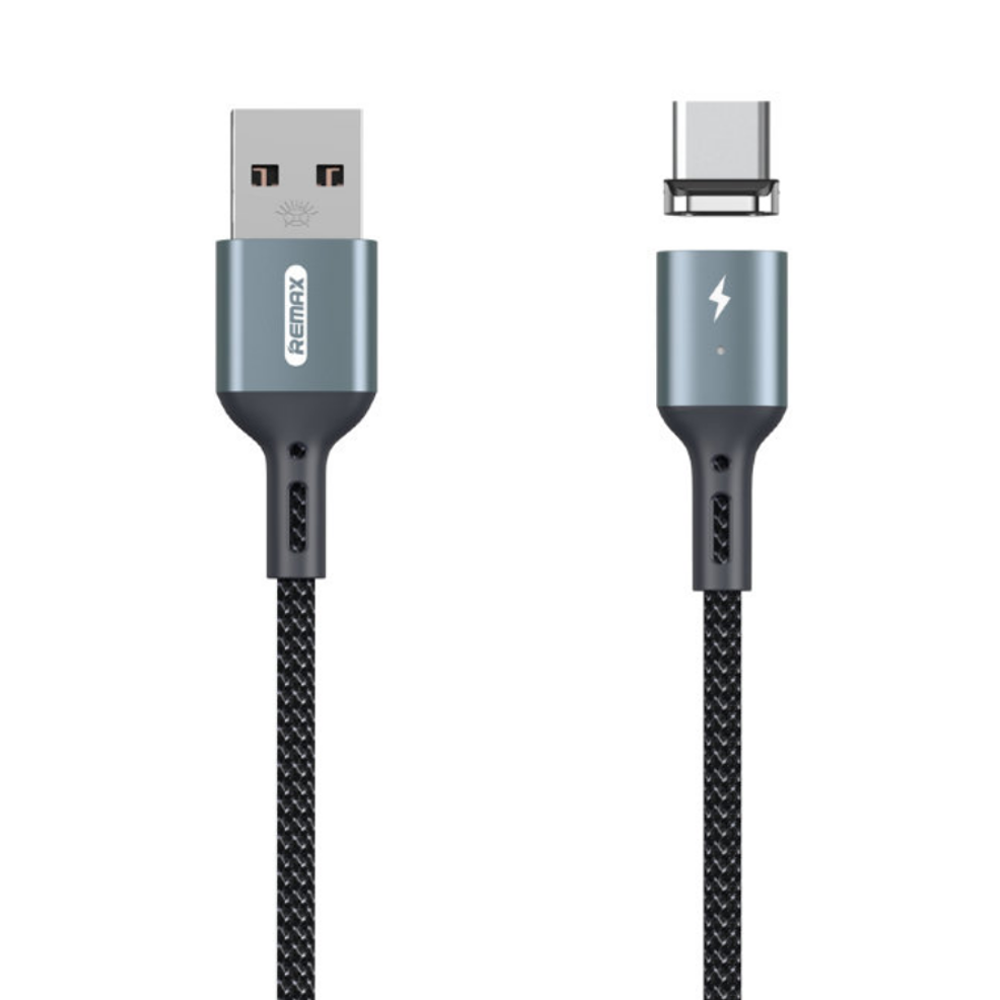 Кабель USB - Type-C Remax RC-156a (3A, магнитный, оплетка ткань) Черный