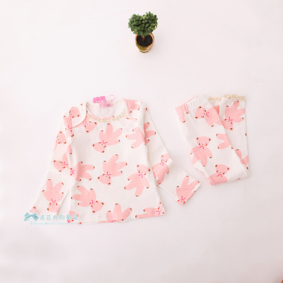 Пижама детская с принтами медведей и ажурными оборками