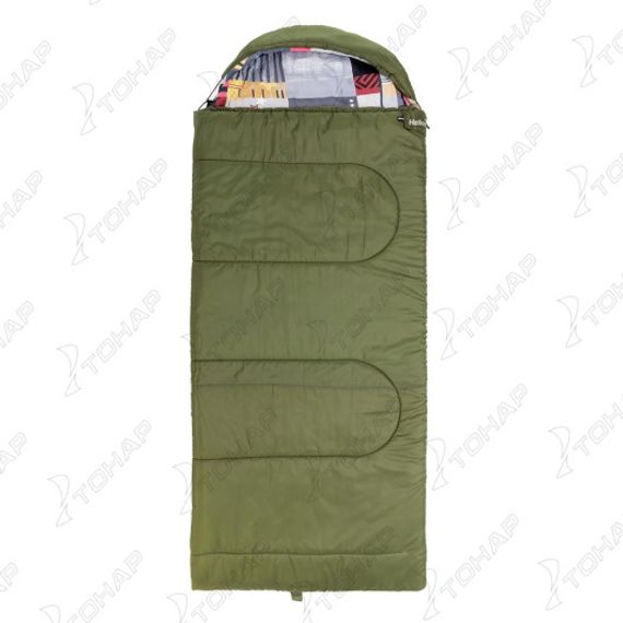 Спальный мешок OLYMPUS Wide 400 (220х90, холлофайбер, зеленый/город) (T-HS-SB-OW-400-NC) Helios