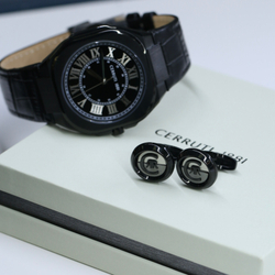 Подарочный комплект CERRUTI 1881: мужские часы и запонки