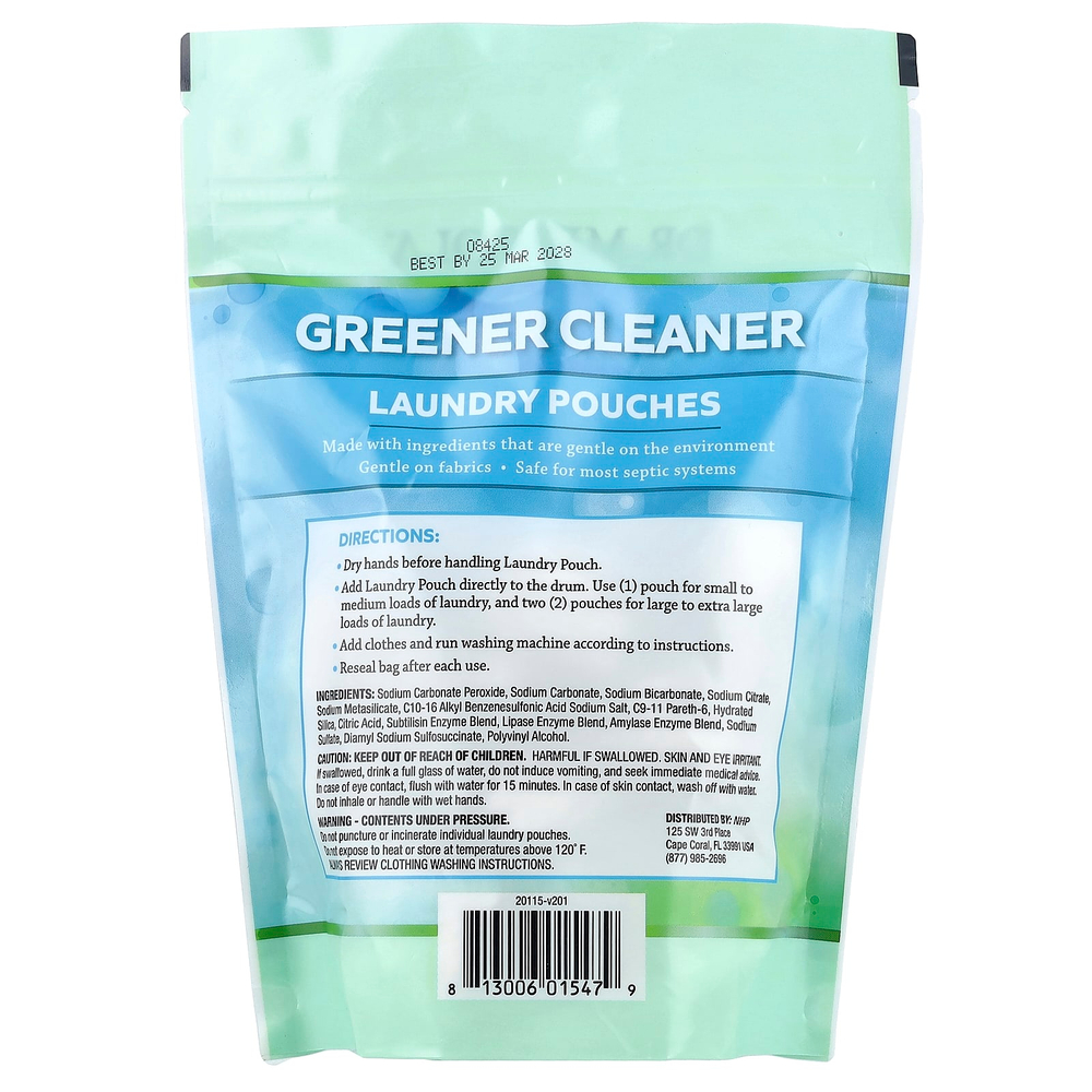 Dr. Mercola, Greener Cleaner, пакетики для стирки, без отдушек, 24 пакетика, 431 г (15,2 унции)