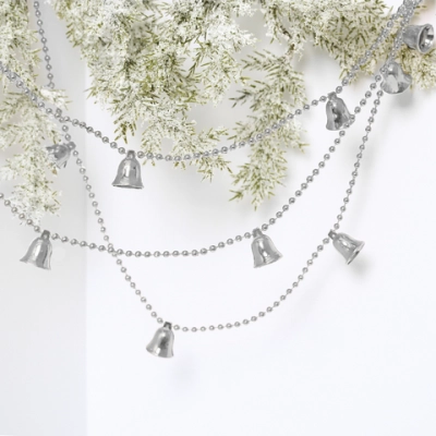 Бусы на ёлку 1,5м «Колокольчики» 2см, Серебро