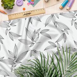 Ткань кулирная гладь серые выразительные листья