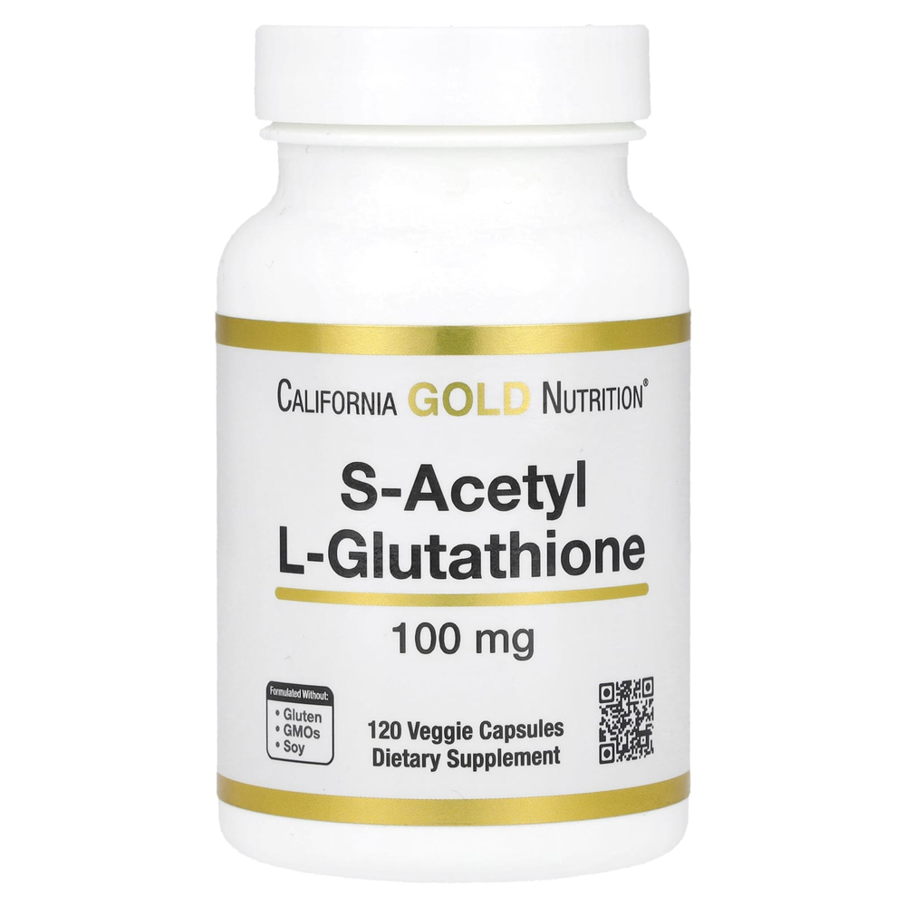 California Gold Nutrition, S-ацетил-L-глутатион, 100 мг, 120 растительных капсул