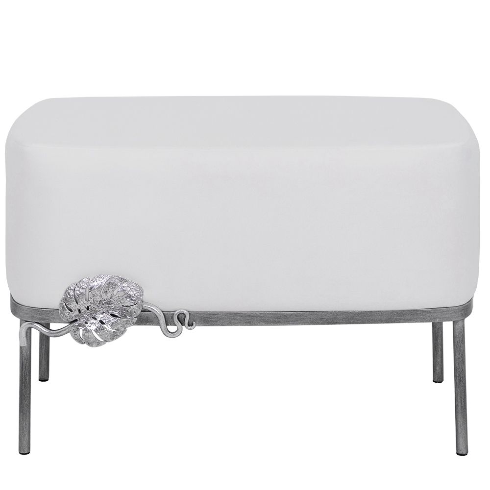 Банкетка Monstera Deliciosa (Монстера) Белая Античное серебро