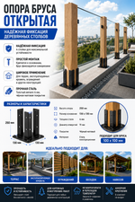 Опора открытая декоративная для бруса 100х100