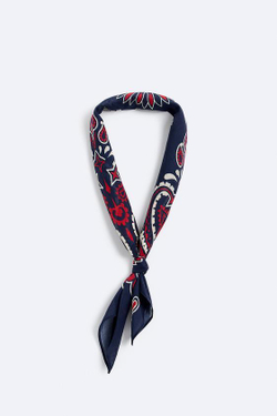 ZARA БАНДАНА С ПРИНТОМ ПЕЙСЛИ, МОРСКОЙ СИНИЙ