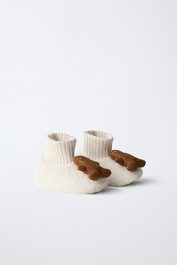 ZARA ДОМАШНИЕ ТАПОЧКИ GINGERBREAD, ЭКРЮ