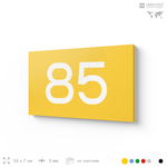 Табличка с номером 85 на дверь квартиры, для офиса, кабинета, аудитории, склада, желтая 120х70 мм, Айдентика Технолоджи