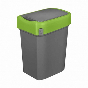 Бак для мусора  10 л. 24,5*19,6*34,5 см. с зеленым ободом, п/п  /1/4/
