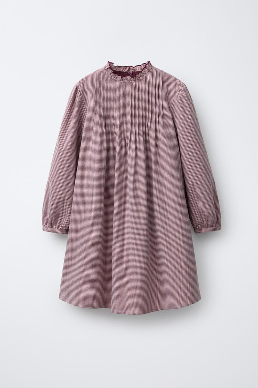 ZARA ПЛАТЬЕ В КЛЕТКУ ВИШИ, ТЕМНО-РОЗОВЫЙ