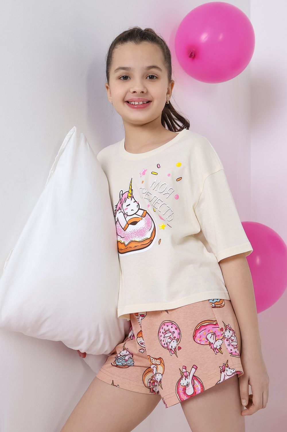 Пижама для девочки Единопончик-3 Виотекс МОЛОЧНЫЙ