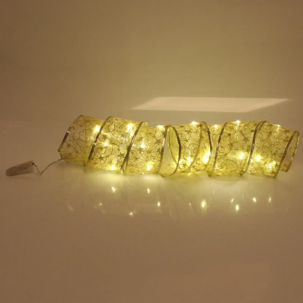 Гирлянда для дома ЛЕНТА ДЕКОРАТИВНАЯ «Волшебство» 2,0 м, 6 см, 20 ламп LED (на батарейках), Золото (подсветка золото)