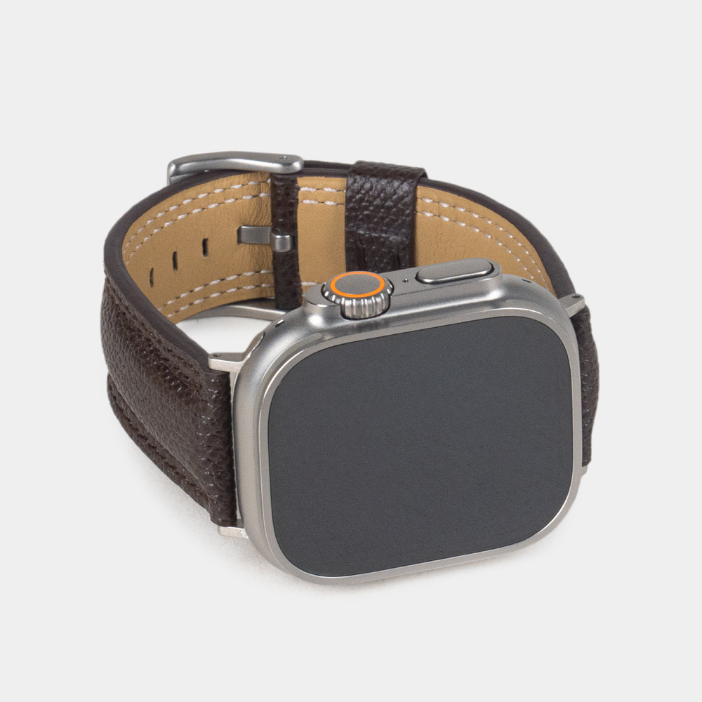 Ремешок для Apple Watch Ultra 49mm из кожи сафьяно, темно-коричневого цвета