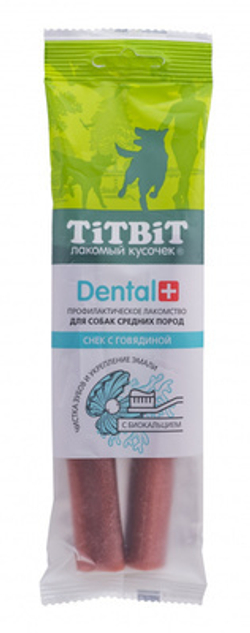 TiTBiT Жевательный снек Dental+ для собак средних пород, Говядина