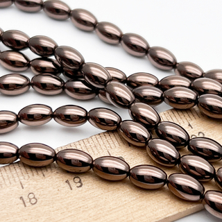 Гематит Бочонок бусины (имитация), цвет коричневый, размер около 8*5 мм, цена за отрезок 19 см (1/2 нити)
