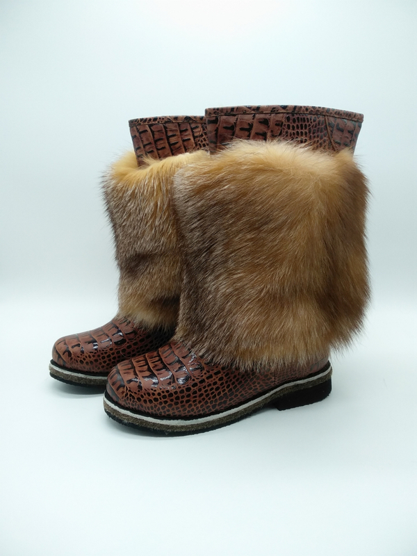 41 Унты женские из лисопеса и кожи теленка