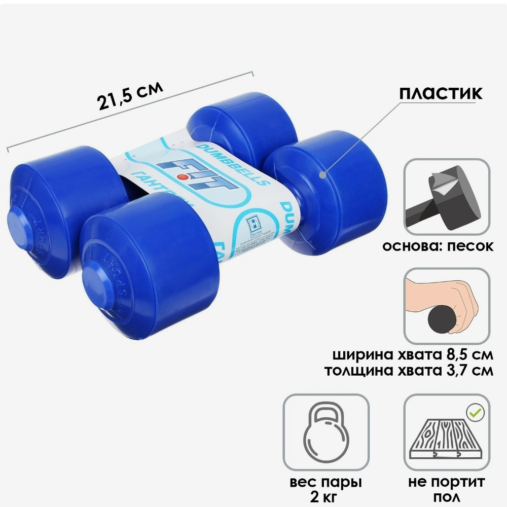 Гантели, 2 шт. по 1 кг