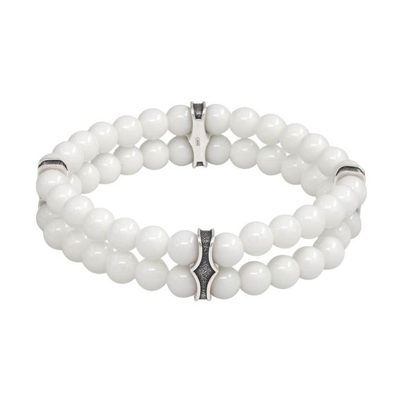 Двойной браслет из керамических бусин 6 мм с шармами из мельхиора, фото 1