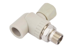 Кран шаровой для радиатора угловой PPR 20х1/2, серый, РТП (27828)