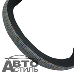 Оплетка на руль круглая Coolpart DIAMOND 50 (37*38) к/з черный/цветной СТРАЗЫ A268BL-CL