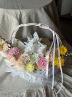 Корзина пасхальная в нежных оттенках размер L-Кулич 150 гр 3 шт