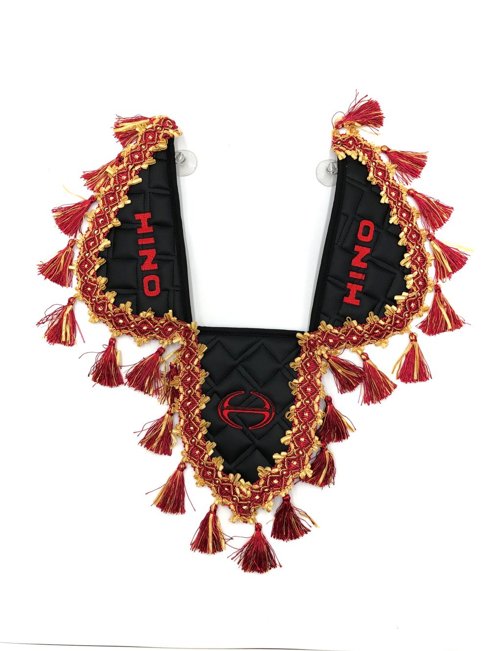 Вымпел тройной HINO (экокожа, черный с красными кисточками)