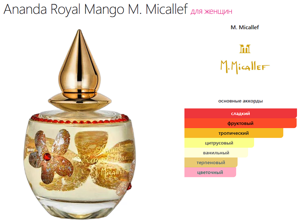 Ananda Royal Mango M. Micallef EDP 100ml (duty free парфюмерия)