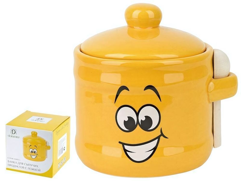 Банка для сыпучих продуктов 450мл с ложкой &quot;Smile&quot;