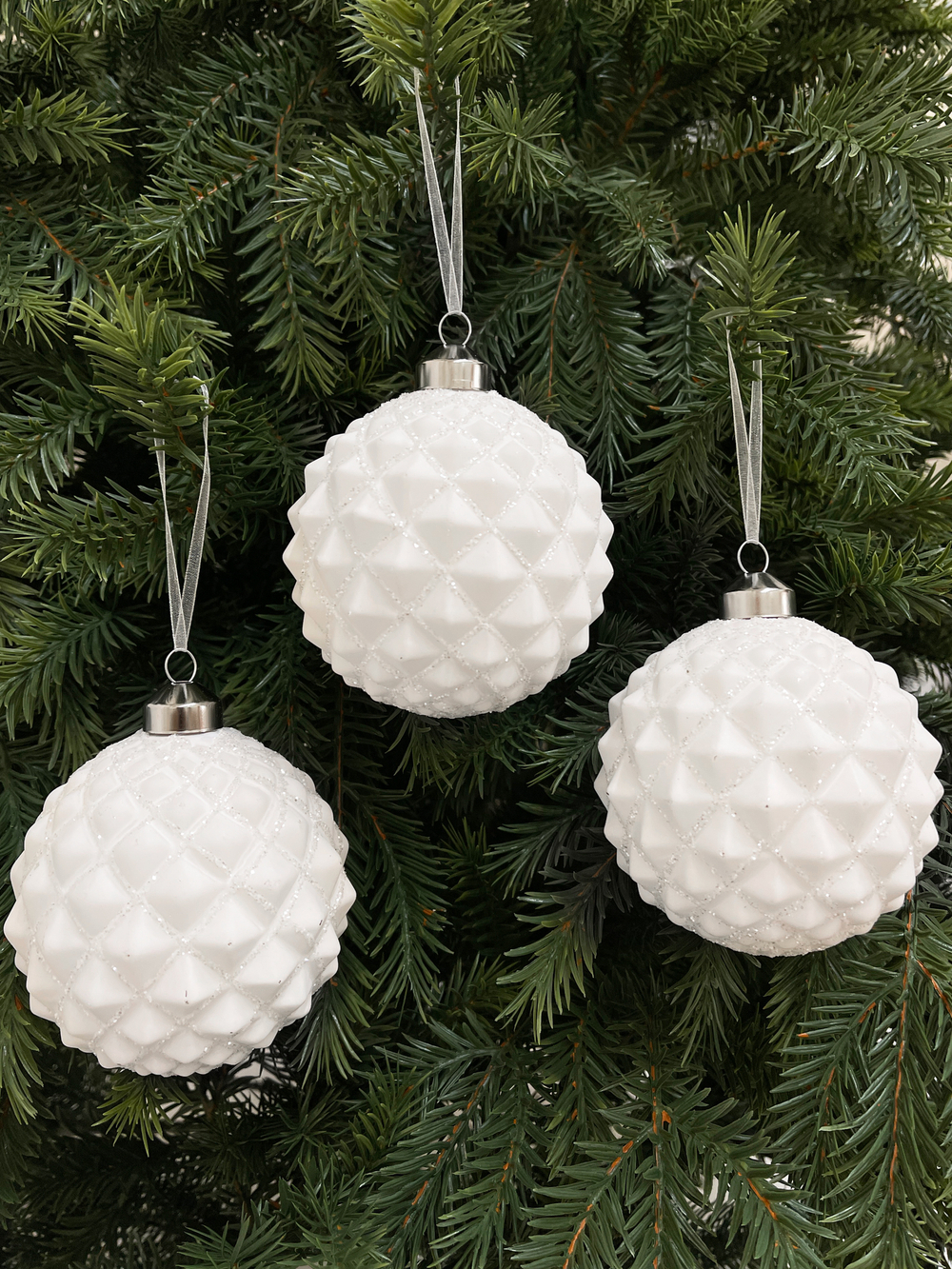 Набор шаров 10см 6шт ChristmasDeLuxe белый с блеском