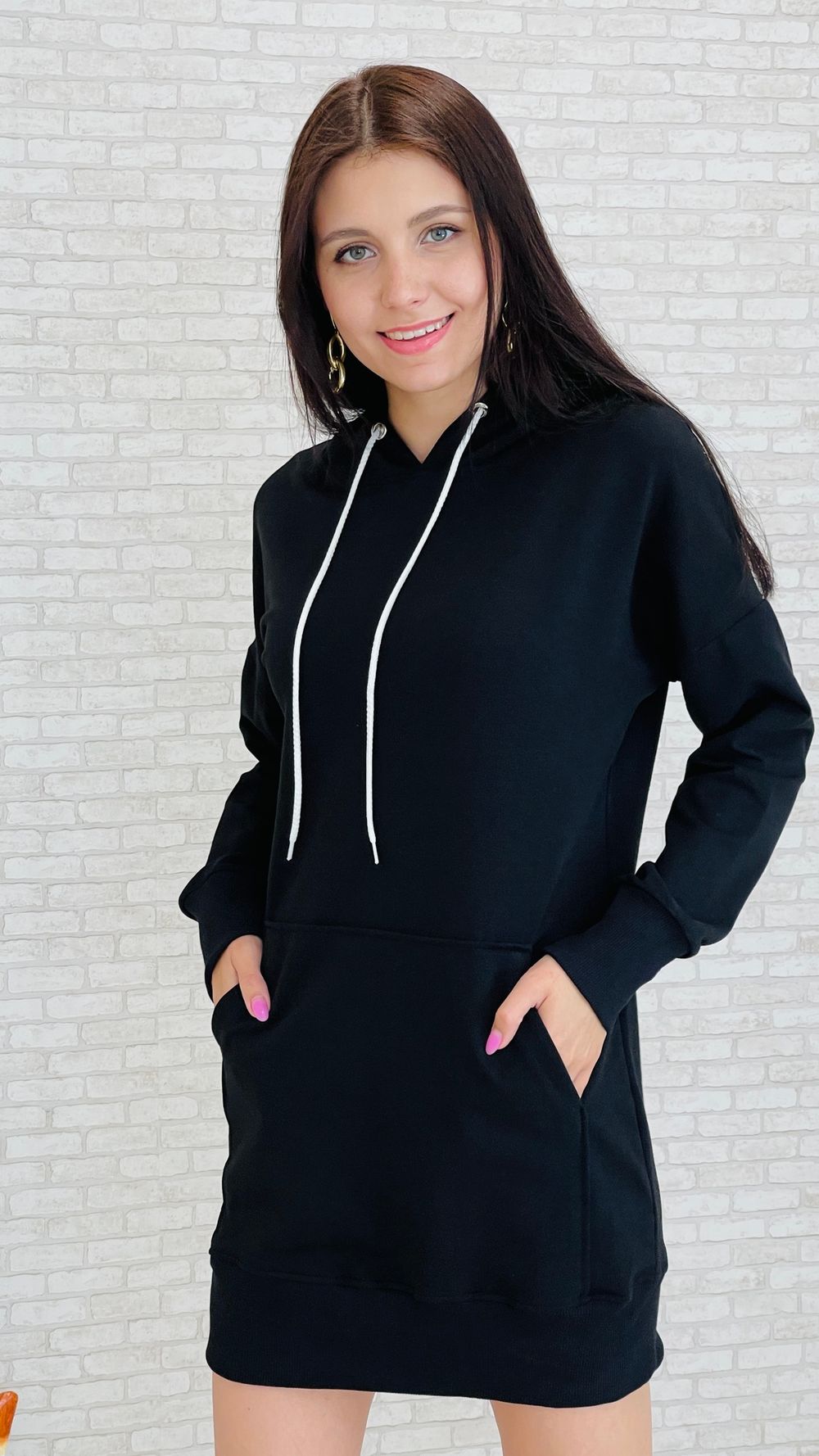 Толстовка-туника МС-1017 (чёрный)