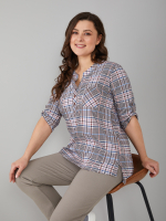 Блузка БЛ-131/коричнево-розоваяклетка
