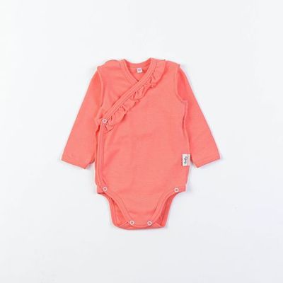 Kimono long-sleeved bodysuit with ruffles 3-18 months - Peach