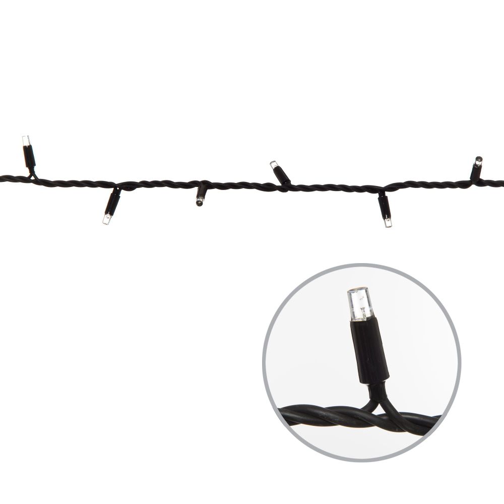 ULD-F90PRO S10M-100-SBK WH Гирлянда светодиодная. 10м. без вилки. Статическое свечение. Соединяемая. 100 светодиодов. Белый свет 6000K. IP67. Провод черный. ТМ Uniel