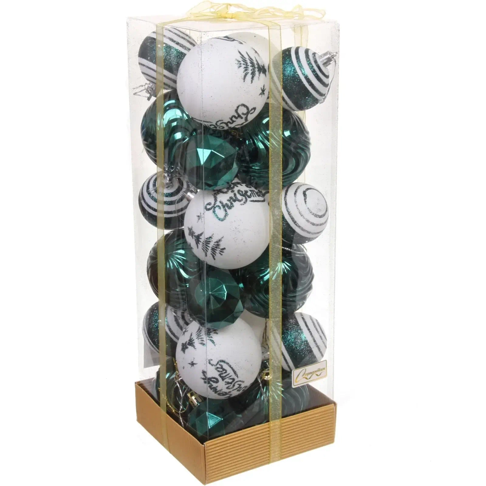 Набор шаров «Winter miracle» 7 см + 5 см (24 предмета), Изумруд/Золото