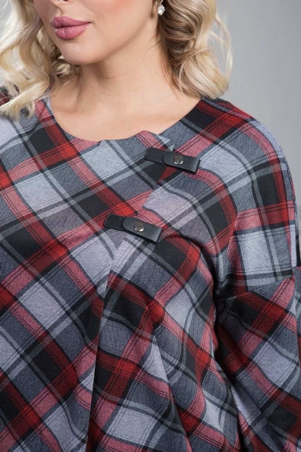 Платье 1221 бордовая клетка Novita (Акция)