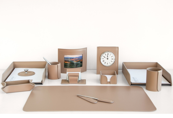 Настольный письменный набор 12 предметов из кожи цвет cafe latte