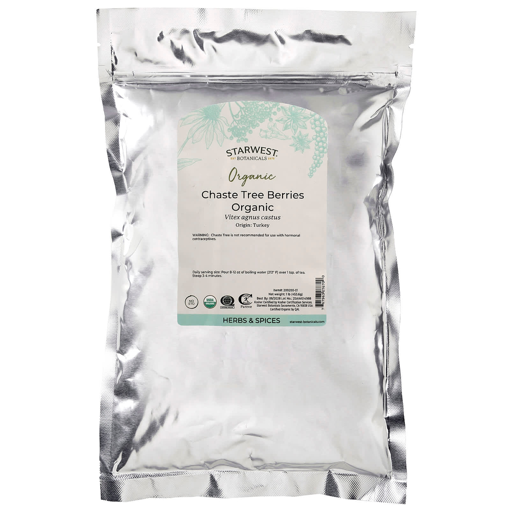Starwest Botanicals, Порошок из органических ягод целомудрия, 453,6 г (1 фунт)