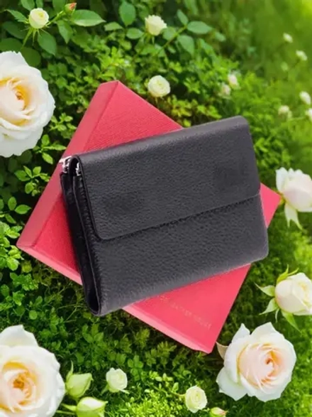 Компактный кошелек из натуральной кожи черный