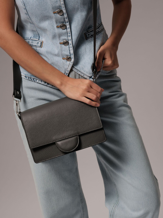 Сумка кожаная через плечо хромо